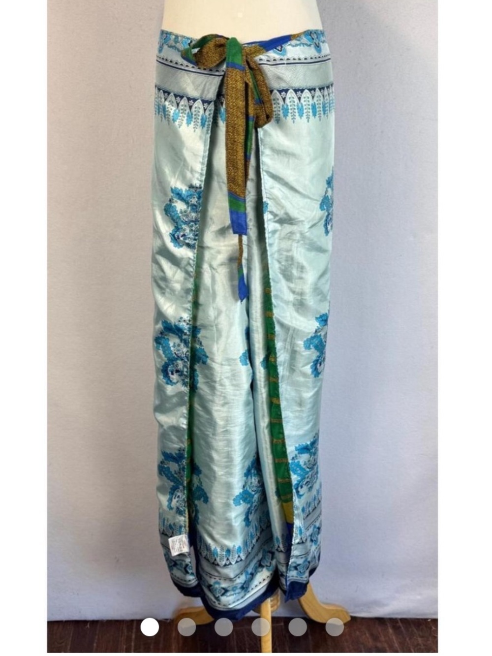 Earthbound Women’s Blue Teal Wrap Around/Tie Around Silk Like Pants
